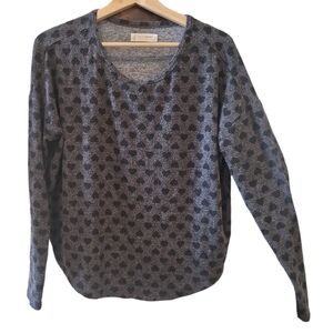 Lucky Brand Los Angel sweatshirt crewneck black hearts cozy gray